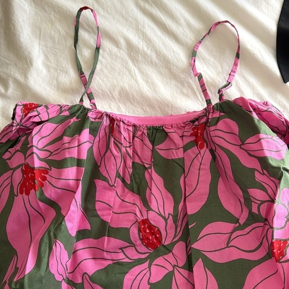 Corey Lynn Calter- NWT Pink and Green Floral Tiered Sleeveless Midi Dress - Picture 6 of 8